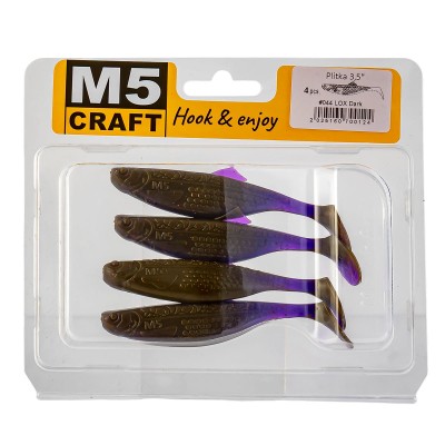 Силиконови шадове M5 Craft Plitka 3.5", 89 мм, 044 LOX Dark, 4 бр.