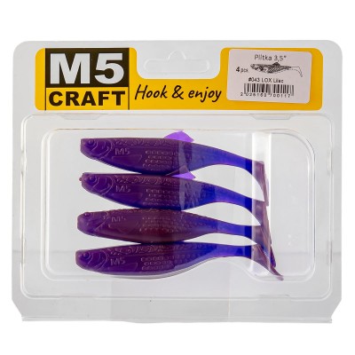 Силиконови шадове M5 Craft Plitka 3.5", 89 мм, 043 LOX Lilac, 4 бр.