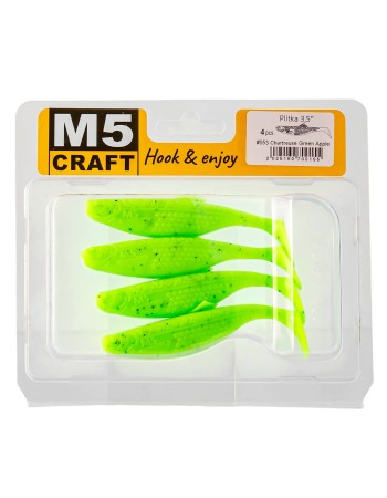 Силиконови шадове M5 Craft Plitka 3.5", 89 мм, 053 Chartreuse Green Apple, 4 бр.