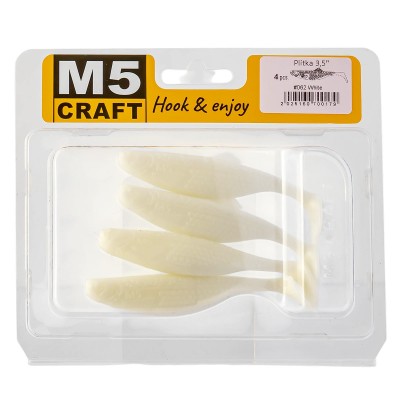 Силиконови шадове M5 Craft Plitka 3.5", 89 мм, 062 White, 4 бр.