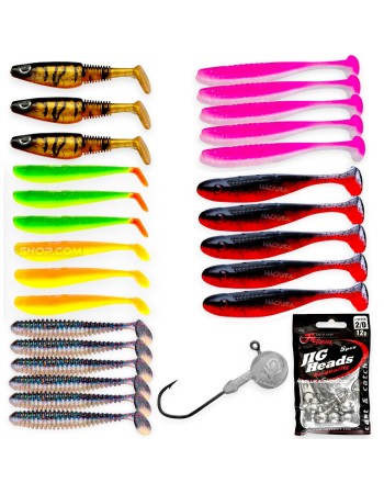 Силиконови примамки и джиг глави за Щука и Бяла риба Jig Pike-Zander Set 2, 37 бр.