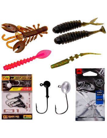 Комплект силикони и джиг глави за Light Rock Fishing, 43 бр.