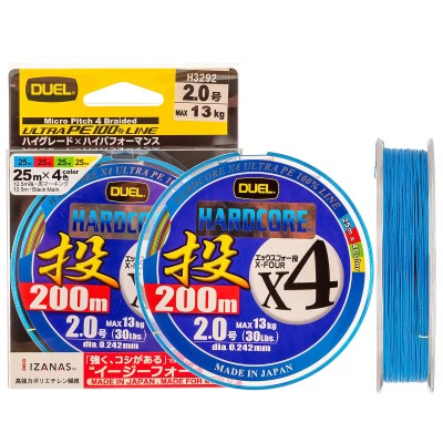 Плетено влакно Duel Hardcore x4 PE Multicolor, 200 м