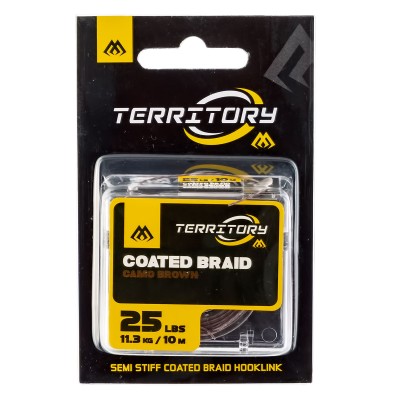 Плетено влакно с покритие за шарански поводи Mikado Coated Braid, Camo Brown, 10 м