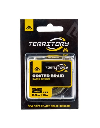 Плетено влакно с покритие за шарански поводи Mikado Coated Braid, Camo Green, 10 м