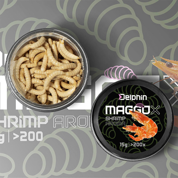 Бели червеи за стръв Delphin MaggoX Pop Up, Скарида — снимка 2