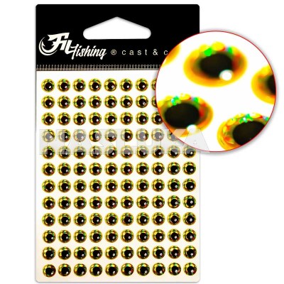 3D очи за изкуствени примамки Fil Fishing Fish Eyes, Gold