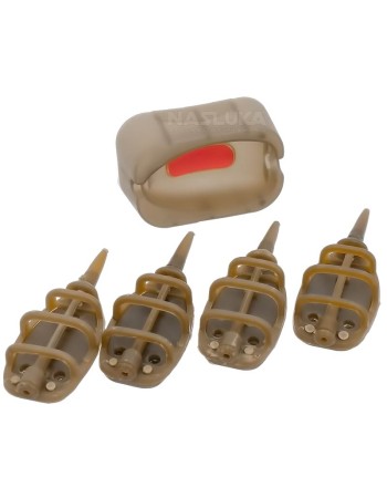 Комплект 4 бр. фидер хранилки с преса FishPro Inline Method Basic 4+1, 35+40+50+60 г