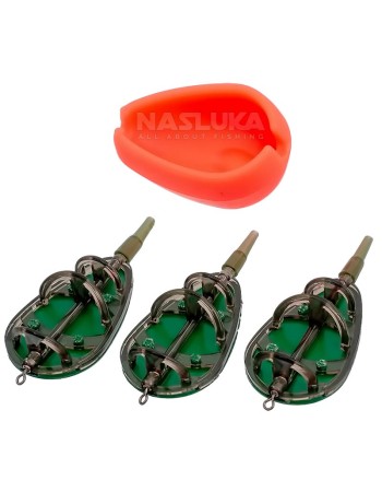 Комплект 3 бр. фидер хранилки с преса FishPro Method Distance Pro 3+1, 30+40+50 г