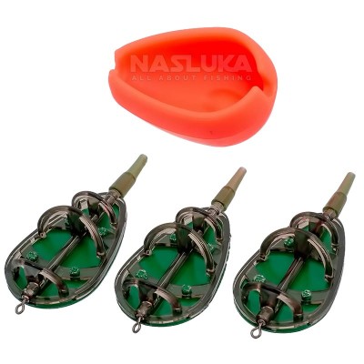 Комплект 3 бр. фидер хранилки с преса FishPro Method Distance Pro 3+1, 30+40+50 г