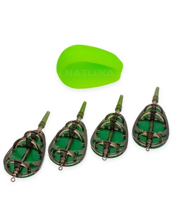 Комплект 4 бр. фидер хранилки с преса FishPro Method Distance Pro 4+1, 30+40+50+60 г