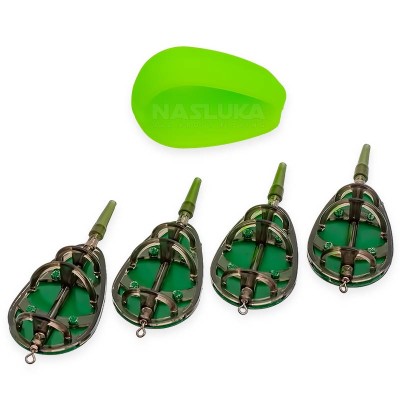 Комплект 4 бр. фидер хранилки с преса FishPro Method Distance Pro 4+1, 30+40+50+60 г