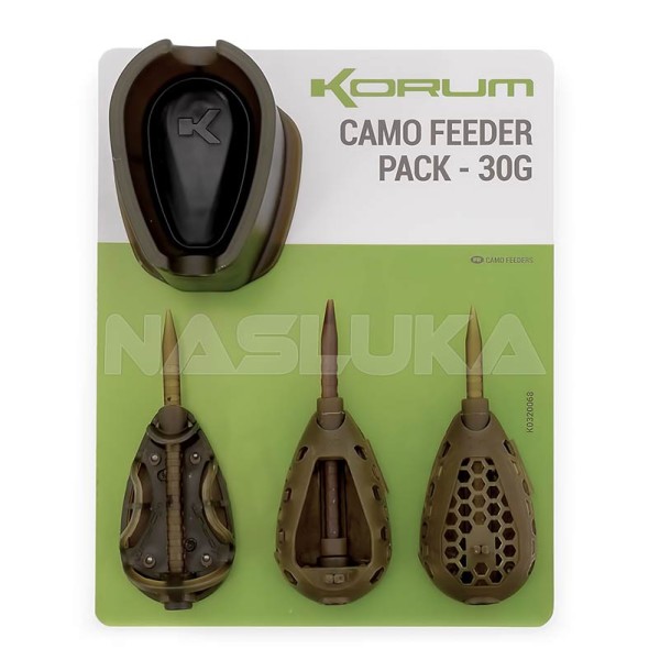 Комплект метод фидер хранилки с преса Korum Camo Feeder Pack, 30 г — снимка 1