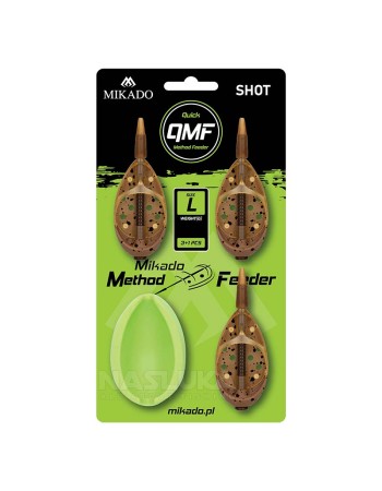 Комплект метод фидер хранилки с преса Mikado Method Feeder Shot QMF L 3+1, 20+30+40 г
