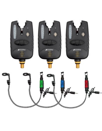 Комплект от 3 сигнализатора и 3 обтегача за шаран FishPro N133