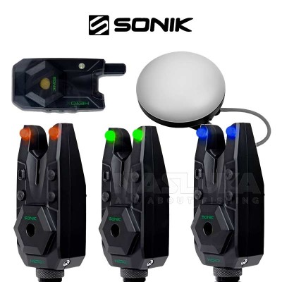 Шарански сигнализатори с лампа Sonik HeroX Bite Alarm Set 3+1