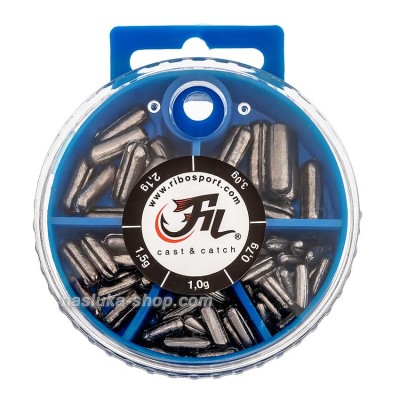 Продълговати тежести в кутия Fil Fishing Lead Stil