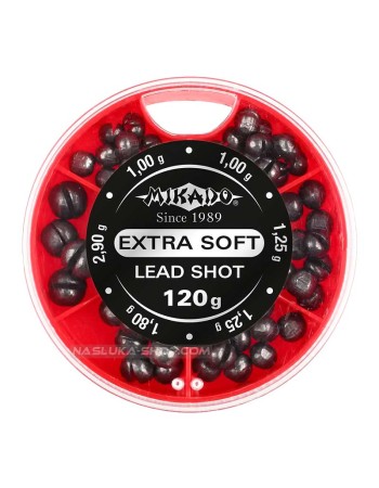 Тежести за плувка в кутия Mikado Extra Soft Lead Shot, 120 г