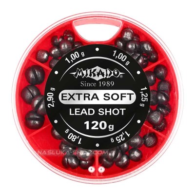 Тежести за плувка в кутия Mikado Extra Soft Lead Shot, 120 г