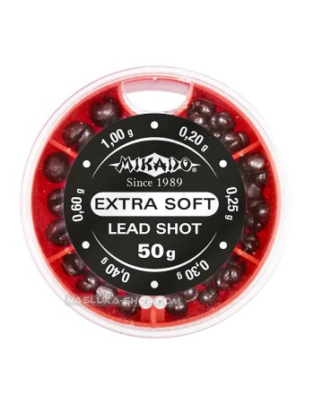 Тежести за плувка в кутия Mikado Extra Soft Lead Shot, 50 г