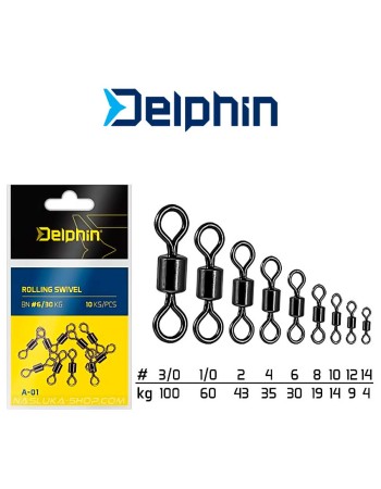 Вирбели без карабина Delphin Rolling Swivel
