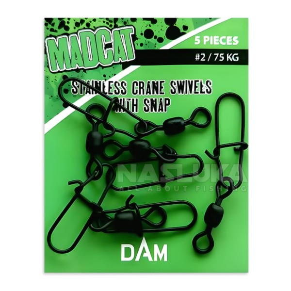 Вирбели с карабина за сом Madcat Stainless Crane Swivels with Snap — снимка 2