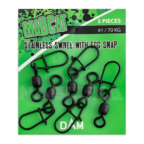 Вирбели от неръждаема стомана с карабина Madcat Stainless Swivel with Egg Snap, 5 бр. — снимка 2