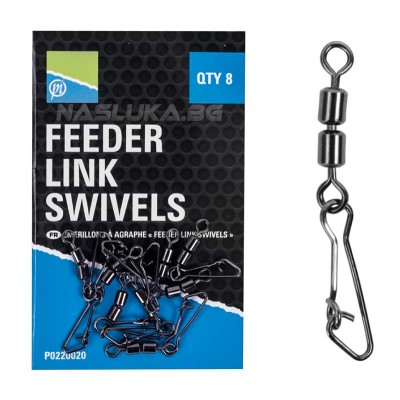 Двойни вирбели с карабина за фидер Preston Feeder Link Swivels, 8 бр.
