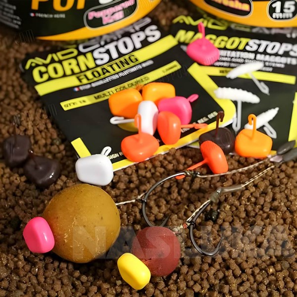 Плаващи стопери-царевица за монтажи на косъм Avid Carp CornStops Floating 15 бр., Short — снимка 3