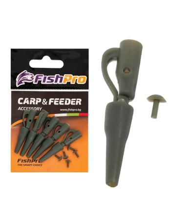 Клипсове за шарански монтажи FishPro Lead Clip Tail Rubber Lock, 5 бр.