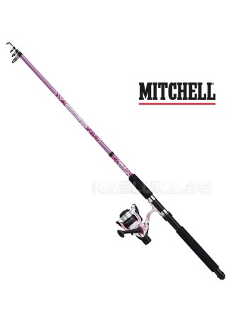 Телескопичен спининг комплект Mitchell Tanager Pink Camo Tele, 2.40 м, 10-30 г