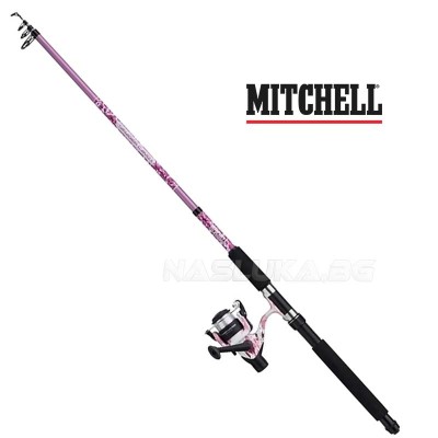 Телескопичен спининг комплект Mitchell Tanager Pink Camo Tele, 2.10 м, 7-20 г