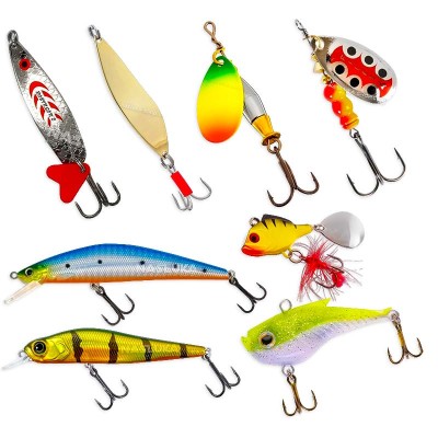 Комплект от 8 бр. примамки за спининг по река Дунав, Basic Spin Set