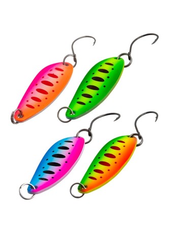 Сет от 4 бр. микроклатушки за риболов на пъстърва, костур и кефал Sokudo Blaze UV