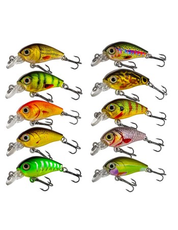 Сет от 10 бр. плаващи воблери за кефал и пъстърва Sokudo Fantom Max 4.5 см, 3.7 г