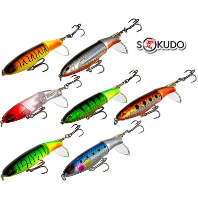 Сет от 7 бр. повърхностни воблери с пропелер Sokudo Reventador 10 см, 14 г