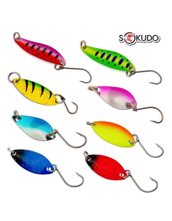 Комплект от 8 бр. Микроклатушки за пъстърва, кефал и костур Sokudo UL Spoon Combo 2