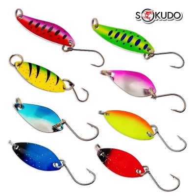 Комплект от 8 бр. Микроклатушки за пъстърва, кефал и костур Sokudo UL Spoon Combo 2