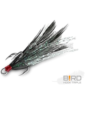 Тройни куки с пера Delphin B!rd Triple Hook, 3 бр., Black