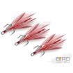 Тройни куки с пера Delphin B!rd Triple Hook, 3 бр., Red