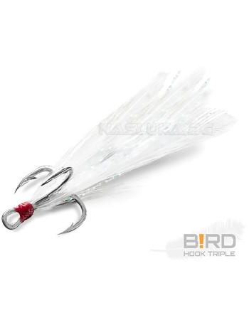 Тройни куки с пера Delphin B!rd Triple Hook, 3 бр., White