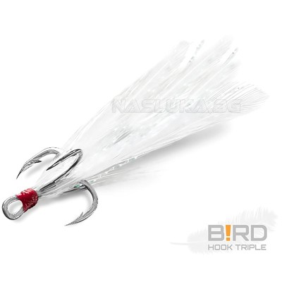 Тройни куки с пера Delphin B!rd Triple Hook, 3 бр., White