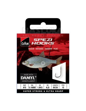 Вързани куки за бабушка, червеноперка DAM Spezi Hooks, Roach, 10 бр.