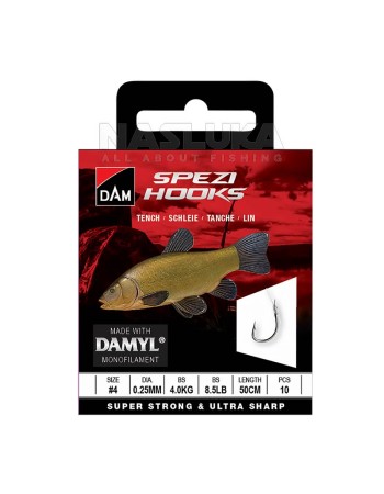 Вързани куки за лин DAM Spezi Hooks Tench, 10 бр.