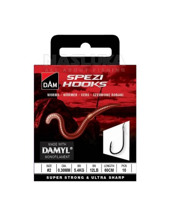 Вързани куки за риболов с червеи DAM Spezi Hooks Worms, 10 бр.