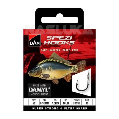 Вързани куки за шаран DAM Spezi Hooks, Carp, 10 бр.