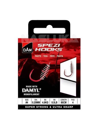 Вързани куки за риболов с паста DAM Spezi Hooks, Paste, 10 бр.