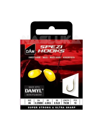 Вързани куки за риболов с царевица DAM Spezi Hooks Sweetcorn, 10 бр.
