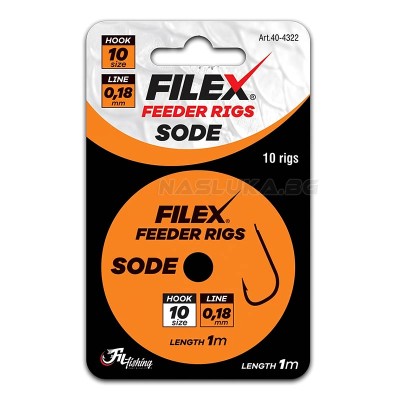Вързани куки за фидер риболов Filex Feeder Rigs SODE, 10 бр.