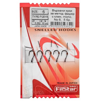 Вързани куки за метод фидер с клин Filstar F1201R, Mono